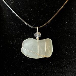 #86 handmade seaglass necklace aqua